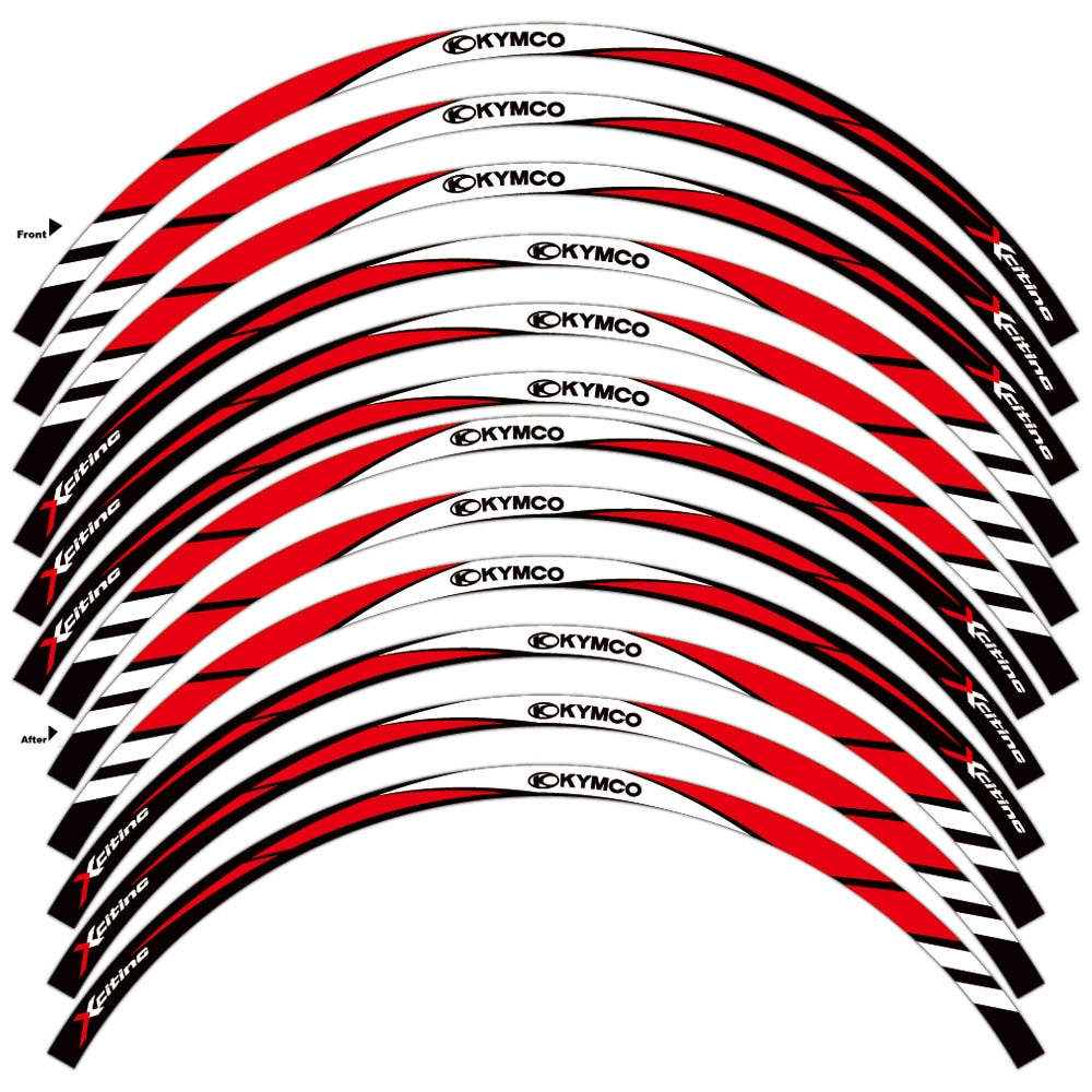 For KYMCO XCITING CT 250 300i 400 Motorcycle Rim Sticker Scooter wheel Decal Reflective 15″14″ Strip Tape Accessories Waterproof