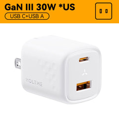 VOLTME 30W GaN Charger USB A + USB C Charger Fast Charging PD 3.0 QC 4.0+ Support PPS AFC FCP SCP MTK For iPhone 13 12 Pro Max