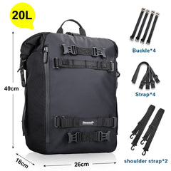 Rhinowalk Motorcycle Rear Bag 30L 20L 10L Motor Side Tail Bag Waterproof Inner Bag  Saddle Storage Bag Mocycle Case Luggage