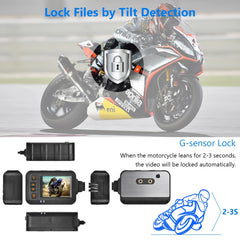 Moto DVR HD 1080P+720P  Dual Lens Motorbike Bike Video Recorder Waterproof Night Vision Dash Cam, G-Sensor Recorder Box