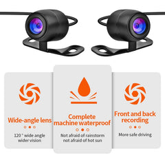 Motorcycle DVR Dash Cam 1080P+720P Full HD Front Rear View Waterproof Motorcycle Camera 3-inch IPS screen  Logger Recorder Box