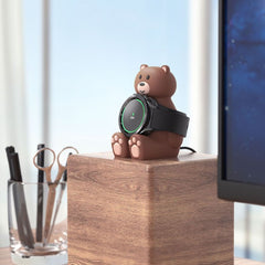 Silicone Bear Wireless Charger Stand Galaxy Watch4/4Classic Cartoon Animal Bear Child Station Dock Bracket Holder Accessories