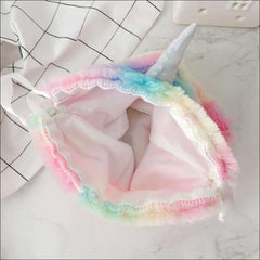 Rainbow Unicorn Slippers,Cozy Blinders,Fluffy Drawstring Bags,Plush Head Bands | Heccei